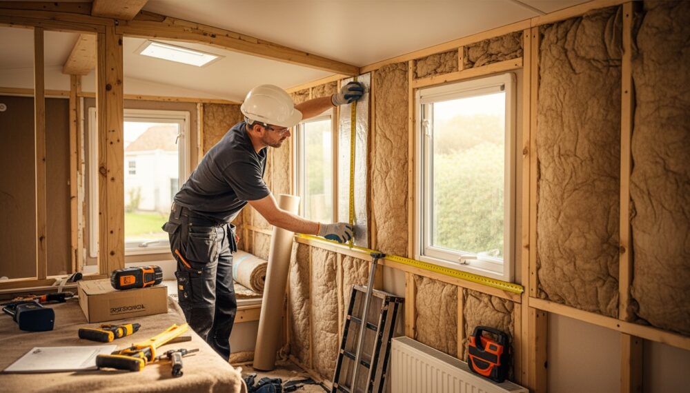A Specialist insulating the caravans