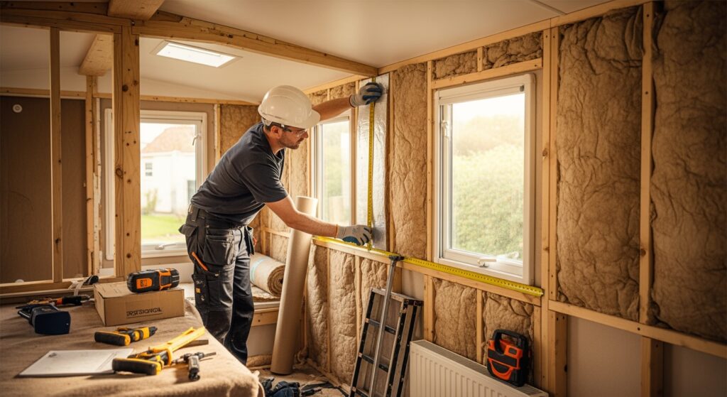 A Specialist insulating the caravans