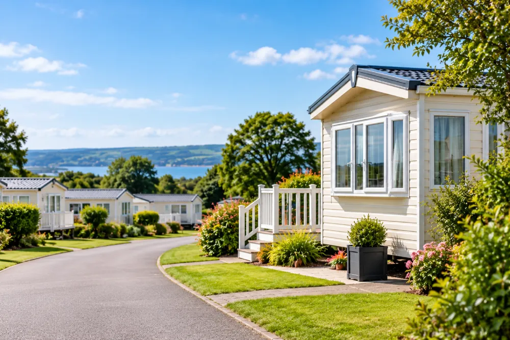 Static caravan on a landscaped UK holiday park ready for sale and valuation.